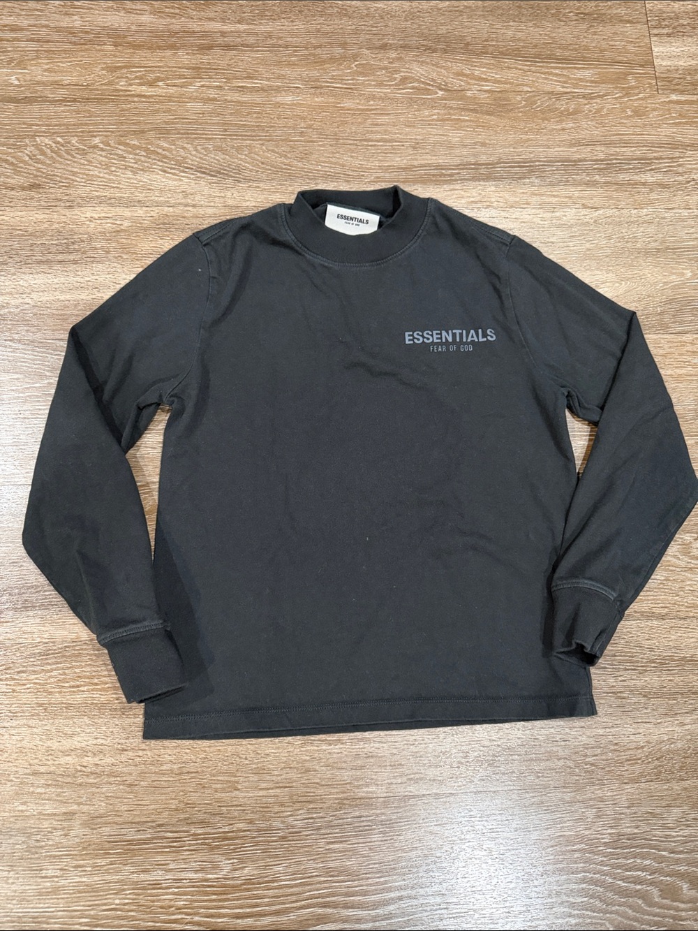 Essentials Black Long Sleeve Logo Tee